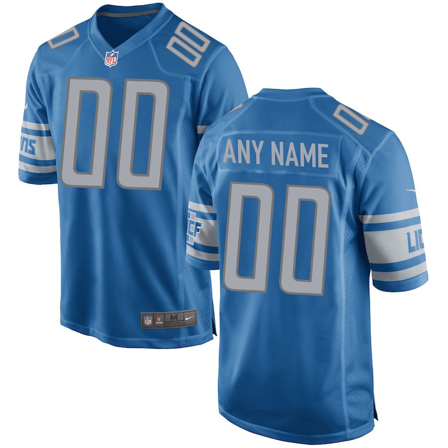 Men Detroit Lions Nike Blue Custom Game NFL Jersey